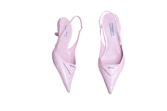 PRADA SLINGBACK ALABASTER LOGO PINK BRUSH - 37 BR