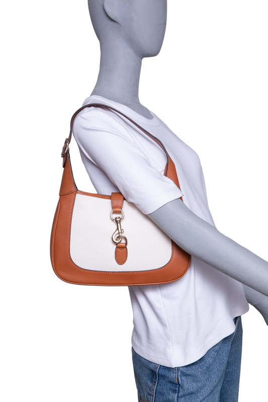 GUCCI JACKIE 1961 SMALL WHITE/CARAMEL CANVAS