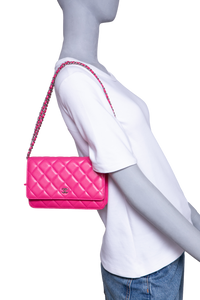 CHANEL WOC CLASSIC MATELASSÉ PINK SILVER HDWR