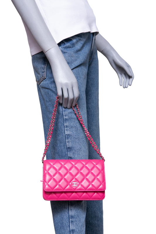 CHANEL WOC CLASSIC MATELASSÉ PINK SILVER HDWR