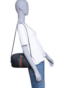 GUCCI TRAPUNTATA WEB CROSSBODY BLACK