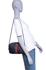 GUCCI TRAPUNTATA WEB CROSSBODY BLACK