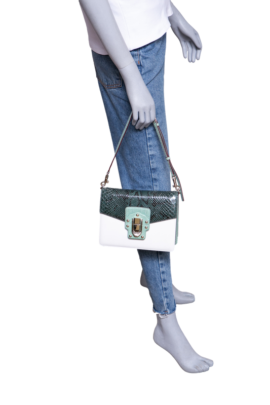 D&G LUCIA SHOULDER BAG PYTHON & LEATHER