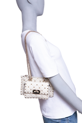 VALENTINO MINI ROCKSTUD SPIKE TOP HANDLE IVORY