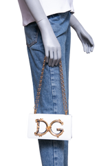 D&G DG GIRLS SHOULDER BAG LEATHER WHITE