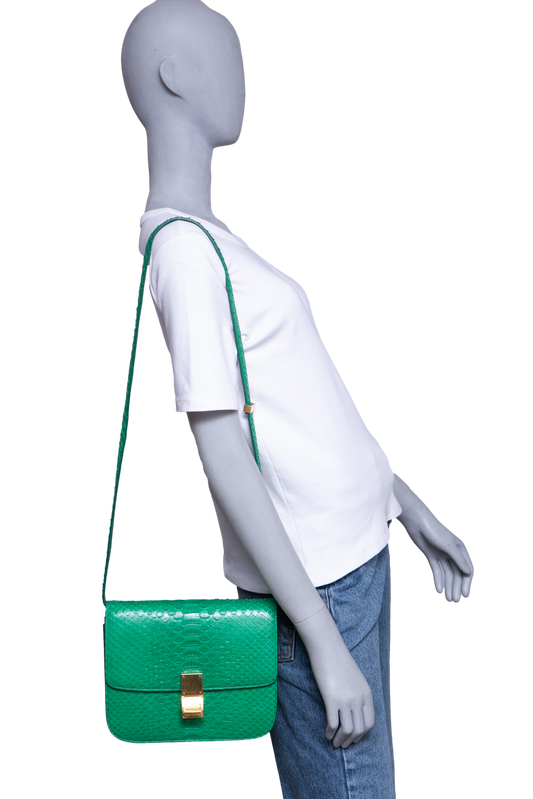 CELINE CLASSIC BOX MEDIUM PYTHON GREEN