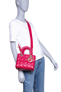 DIOR LADY DIOR ABC SMALL LAMBSKIN CHERRY