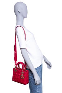 DIOR LADY DIOR ABC SMALL LAMBSKIN CHERRY