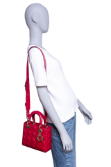 DIOR LADY DIOR ABC SMALL LAMBSKIN CHERRY