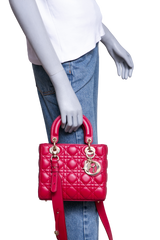 DIOR LADY DIOR ABC SMALL LAMBSKIN CHERRY