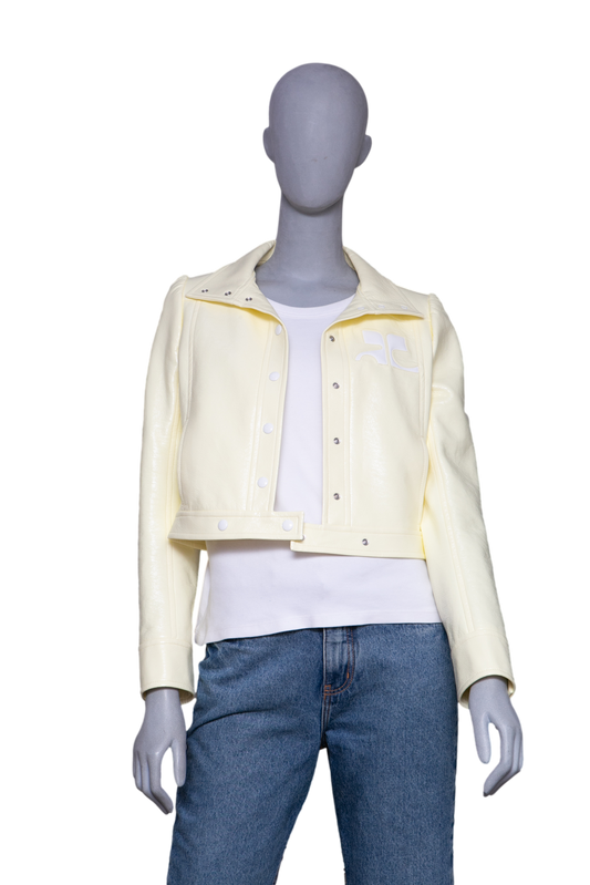 COURRÈGES JACKET ICONIQUE VINYLE JAUNE CLAIR