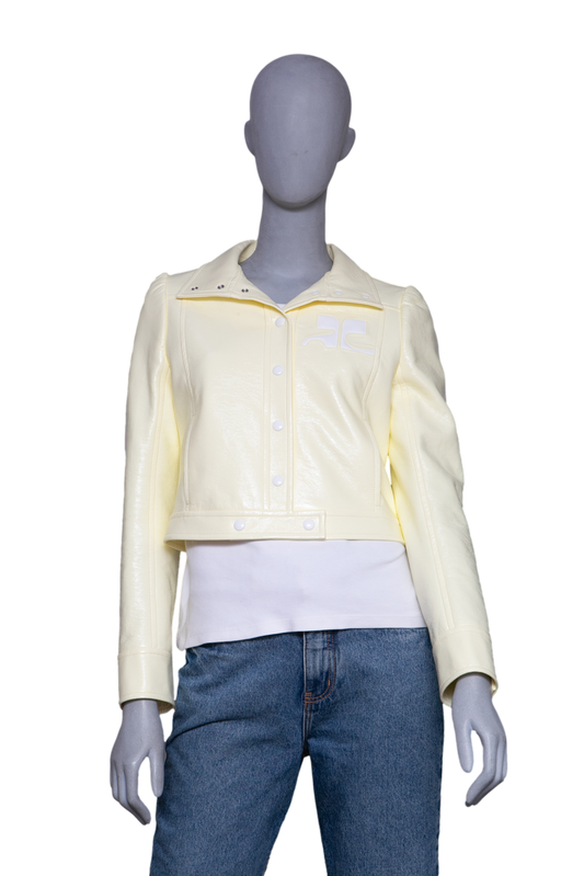 COURRÈGES JACKET ICONIQUE VINYLE JAUNE CLAIR