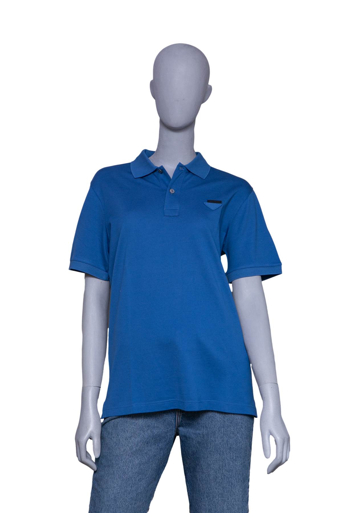 PRADA POLO-SHIRT LOGO DETAIL BLUE
