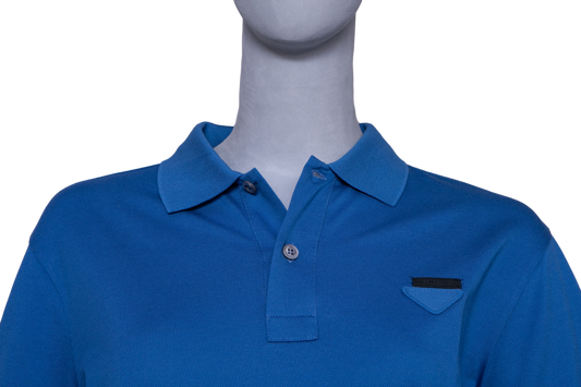 PRADA POLO-SHIRT LOGO DETAIL BLUE