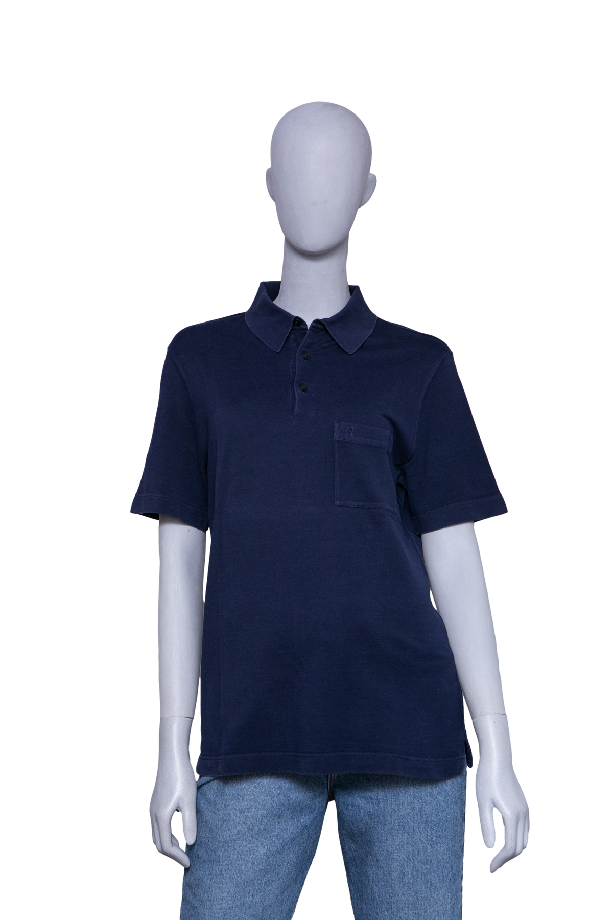 HERMÈS POLO-SHIRT COTTON NAVY