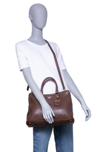 PRADA SHOPPING DOUBLE ZIP LARGE VITELLO DAINO BROWN
