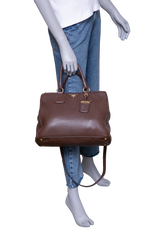 PRADA SHOPPING DOUBLE ZIP LARGE VITELLO DAINO BROWN