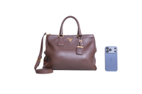 PRADA SHOPPING DOUBLE ZIP LARGE VITELLO DAINO BROWN