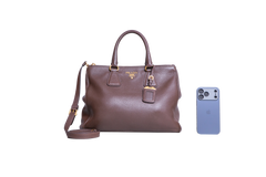 PRADA SHOPPING DOUBLE ZIP LARGE VITELLO DAINO BROWN