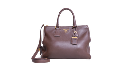 PRADA SHOPPING DOUBLE ZIP LARGE VITELLO DAINO BROWN