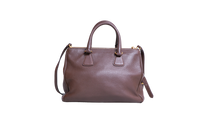 PRADA SHOPPING DOUBLE ZIP LARGE VITELLO DAINO BROWN