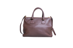 PRADA SHOPPING DOUBLE ZIP LARGE VITELLO DAINO BROWN