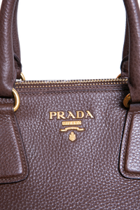 PRADA SHOPPING DOUBLE ZIP LARGE VITELLO DAINO BROWN