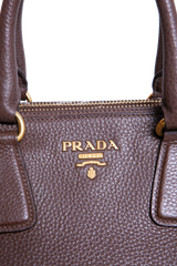 PRADA SHOPPING DOUBLE ZIP LARGE VITELLO DAINO BROWN