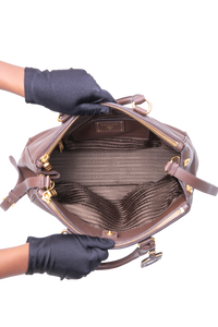 PRADA SHOPPING DOUBLE ZIP LARGE VITELLO DAINO BROWN