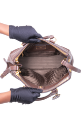 PRADA SHOPPING DOUBLE ZIP LARGE VITELLO DAINO BROWN