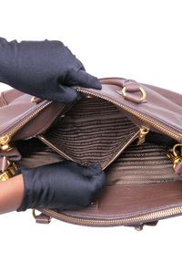 PRADA SHOPPING DOUBLE ZIP LARGE VITELLO DAINO BROWN