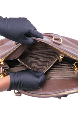 PRADA SHOPPING DOUBLE ZIP LARGE VITELLO DAINO BROWN