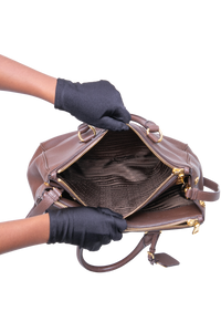 PRADA SHOPPING DOUBLE ZIP LARGE VITELLO DAINO BROWN