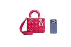 DIOR LADY DIOR ABC SMALL LAMBSKIN CHERRY