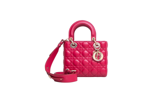DIOR LADY DIOR ABC SMALL LAMBSKIN CHERRY