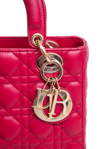 DIOR LADY DIOR ABC SMALL LAMBSKIN CHERRY