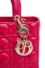 DIOR LADY DIOR ABC SMALL LAMBSKIN CHERRY