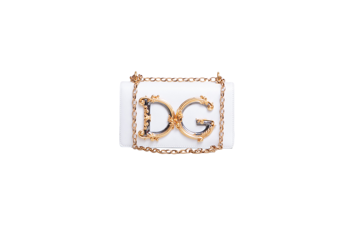 D&G DG GIRLS SHOULDER BAG LEATHER WHITE