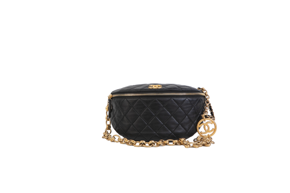 CHANEL FANNY PACK JEWELL GOLD-TONE BLACK