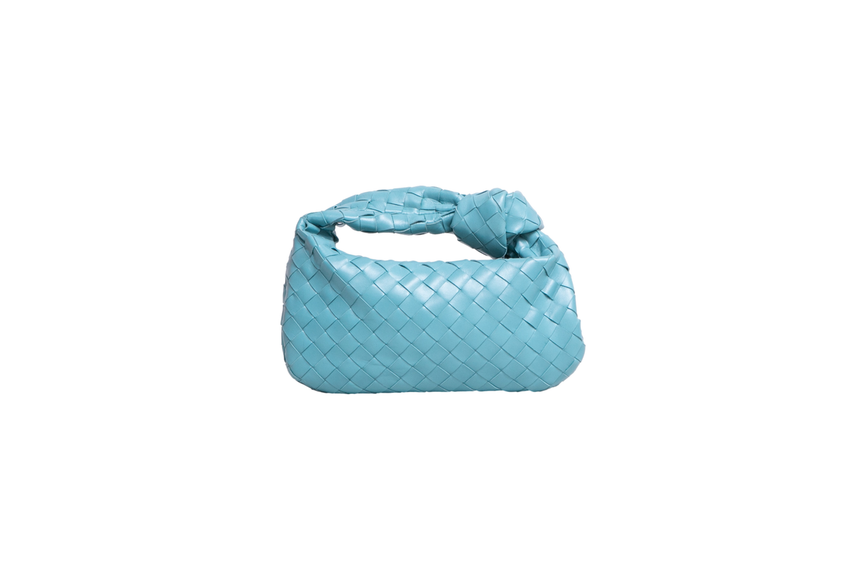 BOTTEGA MINI JODIE INTRECCIATO WOVEN TEAL BLUE