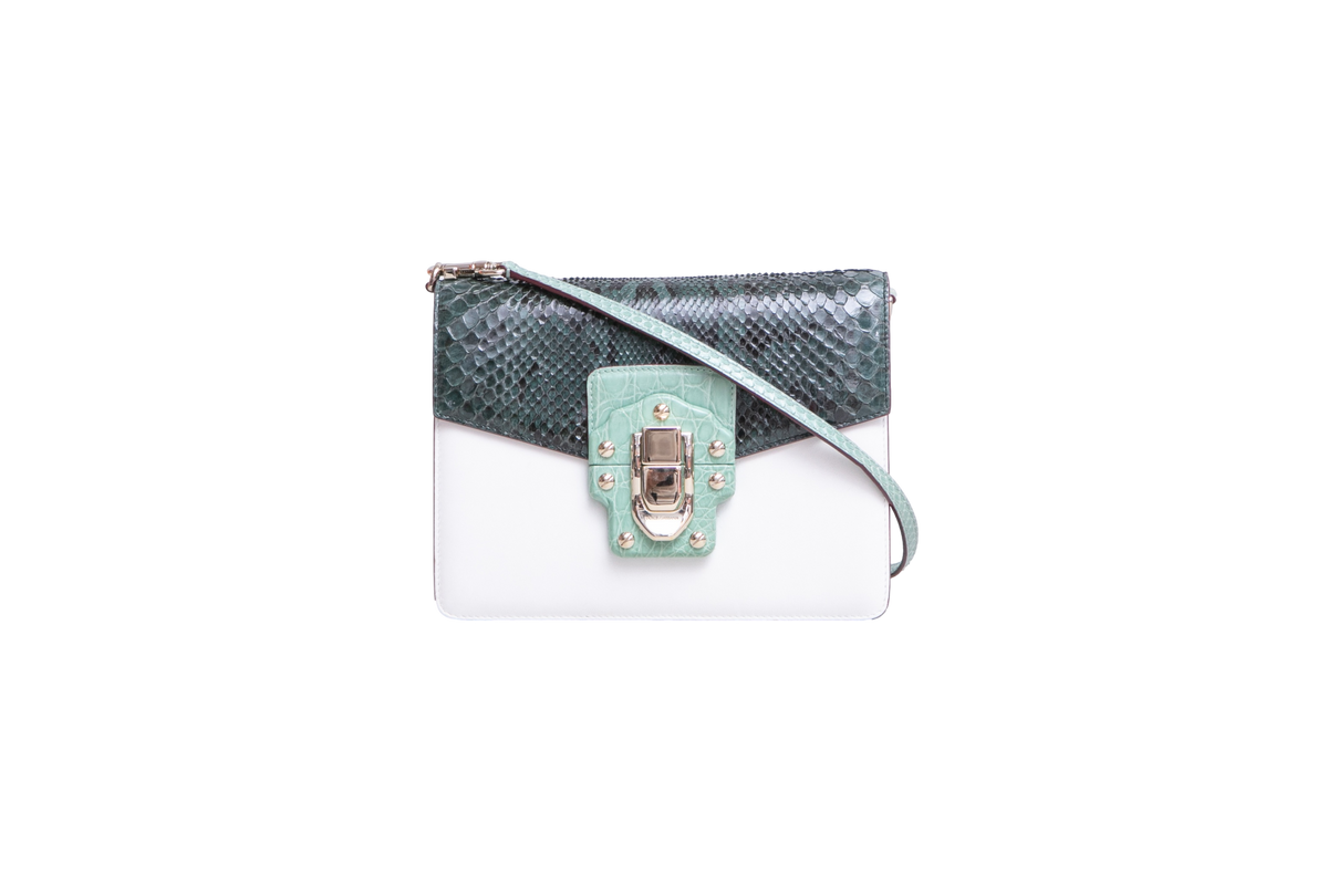 D&G LUCIA SHOULDER BAG PYTHON & LEATHER