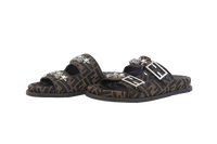 FENDI SLIDE FF CRYSTAL FABRIC TOBACCO