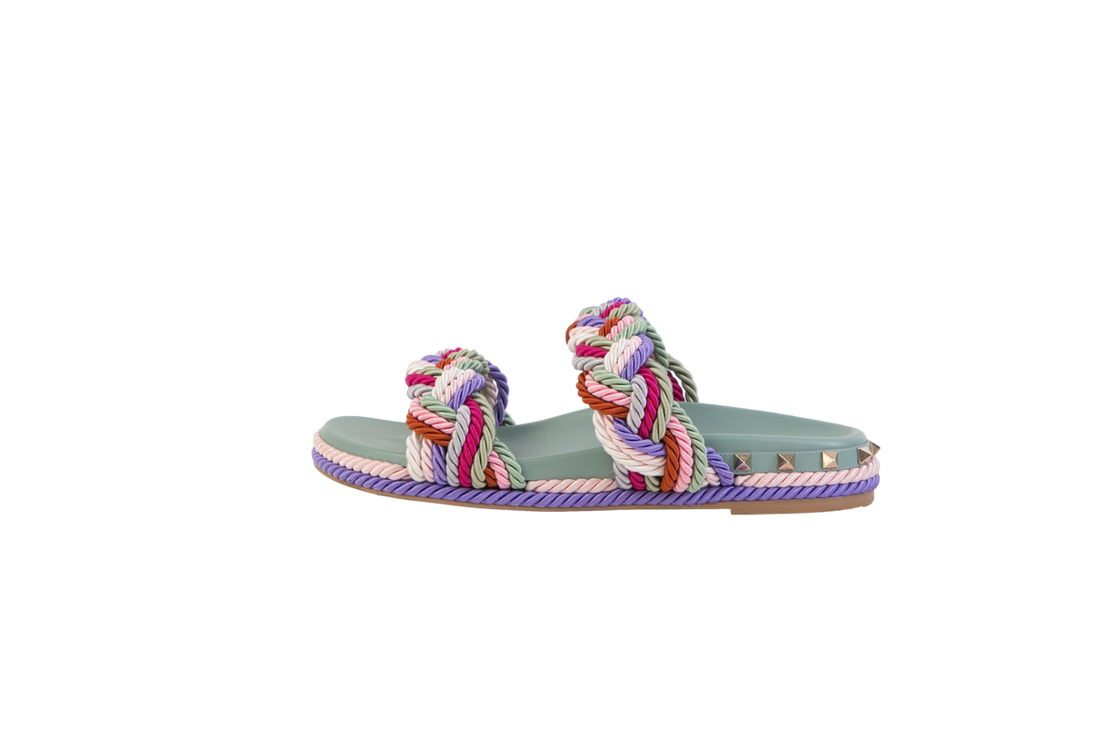 VALENTINO SLIDE COLOR BLOCK BRAIDED - 38 BR