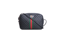GUCCI TRAPUNTATA WEB CROSSBODY BLACK