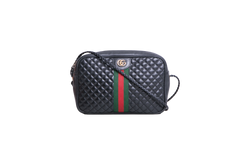 GUCCI TRAPUNTATA WEB CROSSBODY BLACK