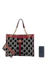 GUCCI RAJAH TOTE RED TWEED B&W