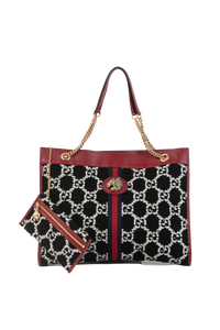 GUCCI RAJAH TOTE RED TWEED B&W