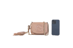 GUCCI SMALL SOHO CHAIN PATENT BLUSH