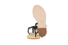 YSL SANDAL FLAT CASSANDRA RAFFIA BLACK