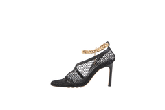 BOTTEGA VENETA SANDAL MESH AND LEATHER BLACK - 34 BR